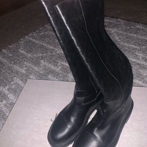 Barely worn JIMMY CHOO YOMI MONOGRAM BOOT KNEE HIGH BOOT Black w/box and bags